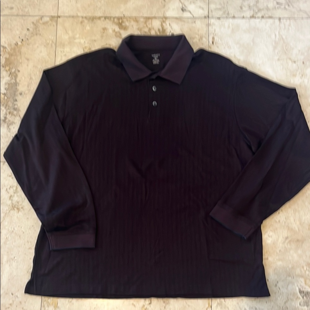 EUC Studio Burgundy /dark purple Long Sleeve Polo Shirt